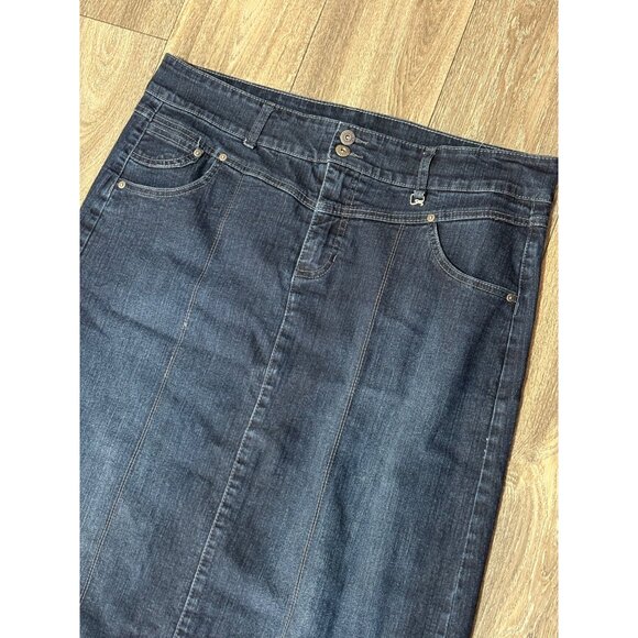 Style&co WOMENS PLUS SIZE DENIM LONG MAXI SKIRT SZ 16 TUMMY CONTROL POCKETS STRE - Picture 2 of 10